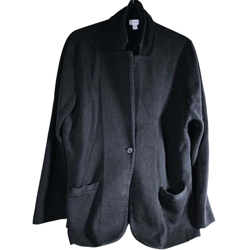 J.Crew Jersey Knit Schoolboy Black Blazer Jacket Womens Plus 2X  Sustainable